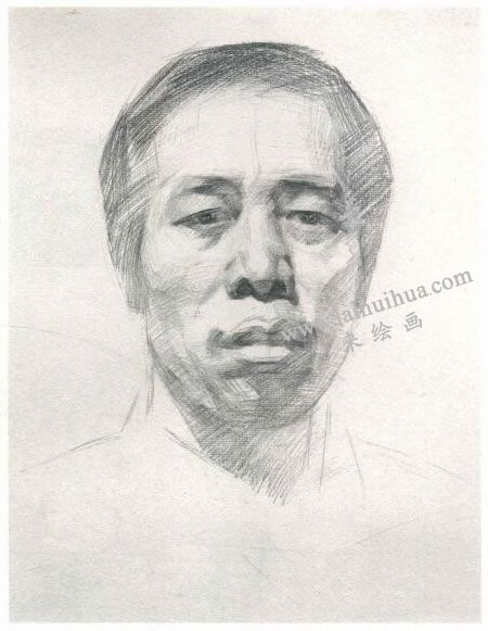 楊國(guó)杰中年男子肖像素描畫法步驟圖示02