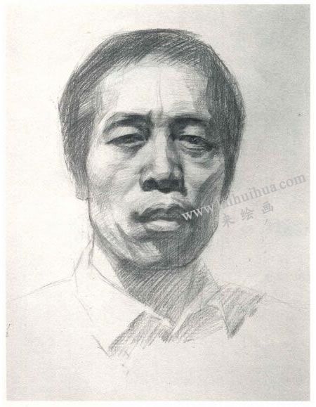 楊國(guó)杰中年男子肖像素描畫法步驟圖示03
