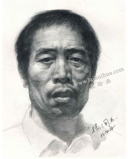 楊國(guó)杰中年男子肖像素描畫法步驟圖示05