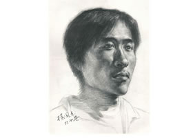 楊國杰青年男子側(cè)面肖像素描畫法