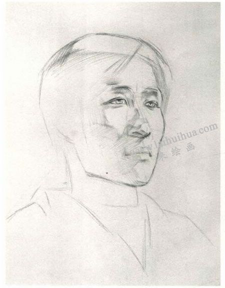 楊國杰青年男子側(cè)面肖像素描畫法步驟圖示01