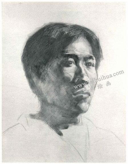 楊國杰青年男子側(cè)面肖像素描畫法步驟圖示02