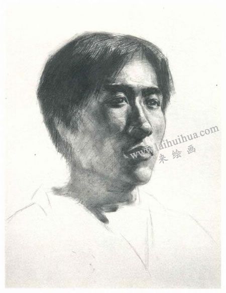 楊國杰青年男子側(cè)面肖像素描畫法步驟圖示03