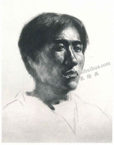 楊國杰青年男子側(cè)面肖像素描畫法步驟圖示04