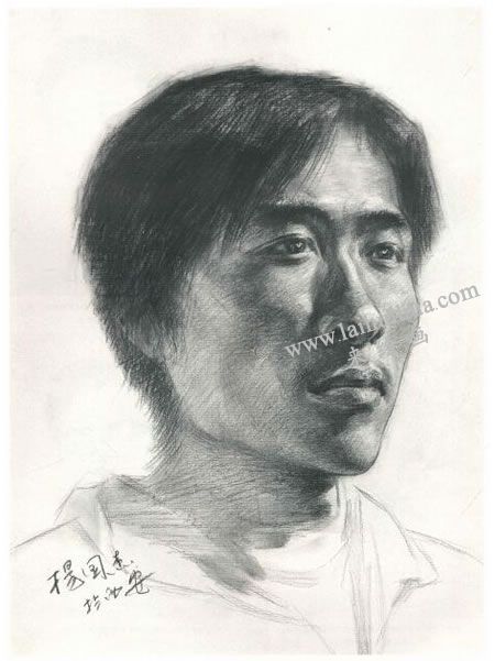 楊國杰青年男子側(cè)面肖像素描畫法步驟圖示05