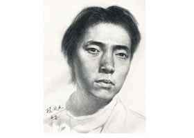 楊國杰青年男子正面肖像素描畫法