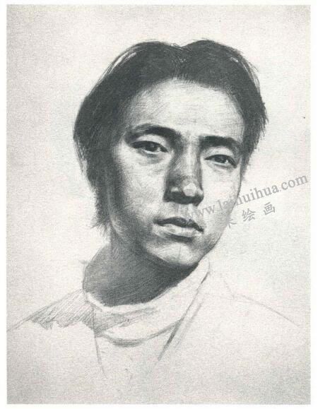 楊國杰青年男子正面肖像素描畫法步驟圖示03