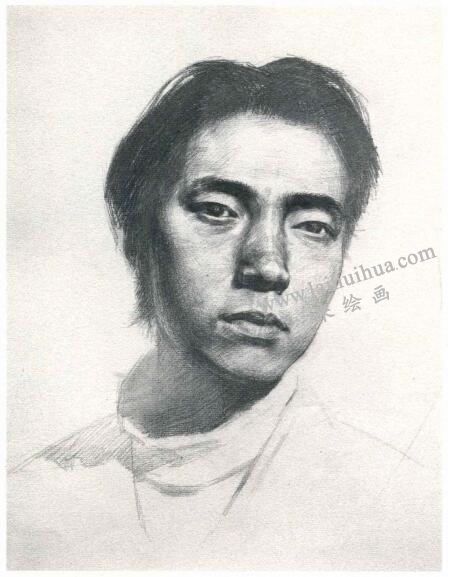 楊國杰青年男子正面肖像素描畫法步驟圖示04