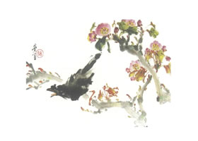 西府海棠寫意畫法