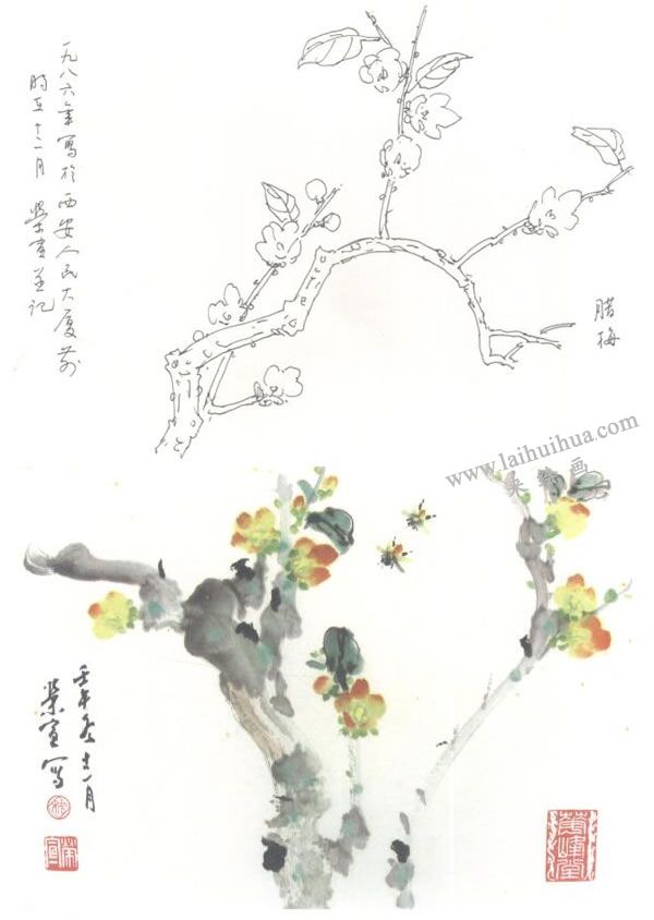臘梅寫意畫法