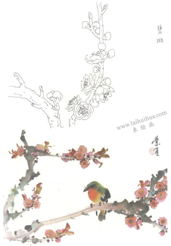碧桃寫意畫法