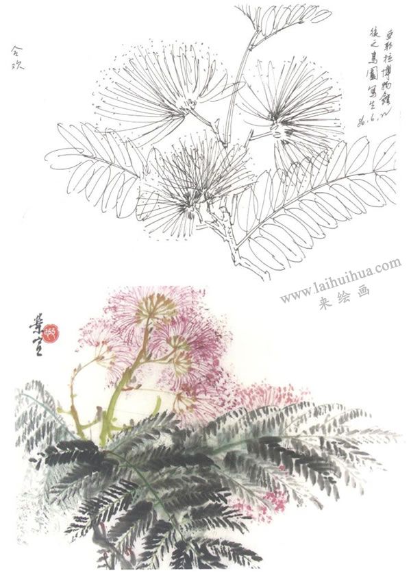 合歡的寫意畫法