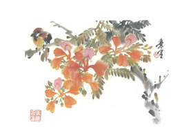 鳳凰木寫意畫法