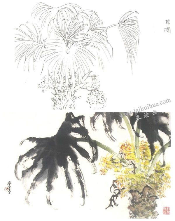 棕櫚寫意畫法