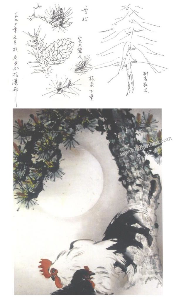 松樹寫意畫法
