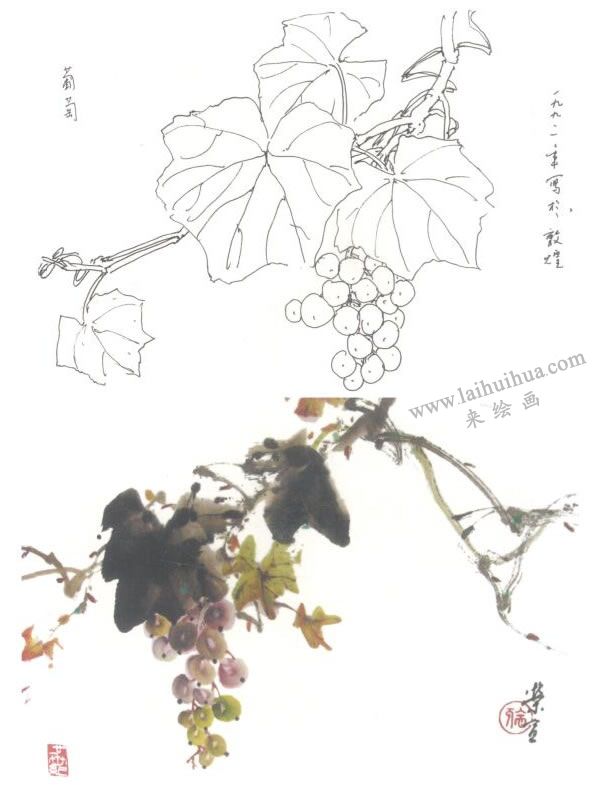 葡萄寫意畫法