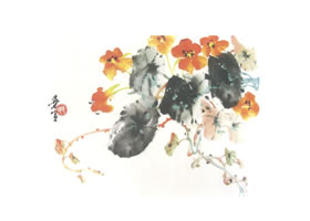旱金蓮寫意畫法