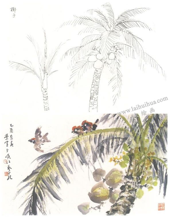 椰子寫意畫法