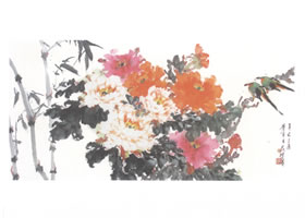 嶺南畫派《富貴平安到白頭》寫意畫作品