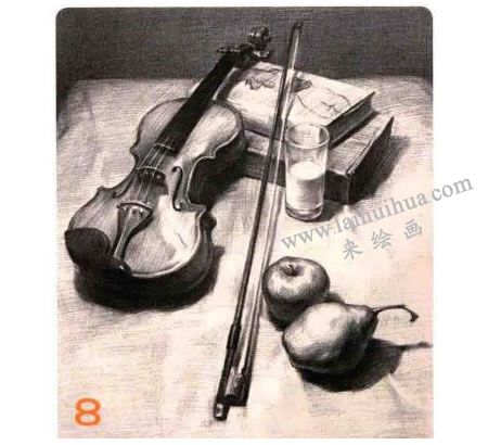 小提琴組合素描畫法步驟圖示08