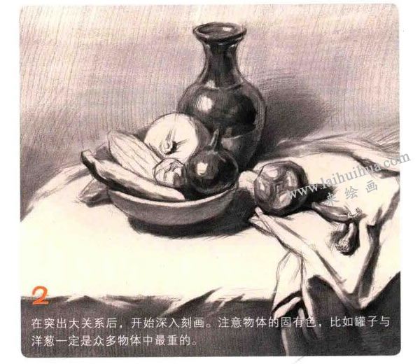 蔬菜組合素描畫法步驟圖示02