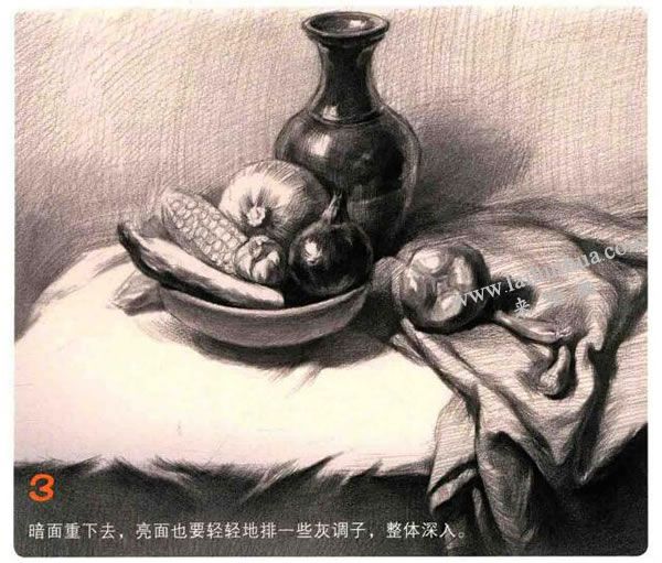 蔬菜組合素描畫法步驟圖示03