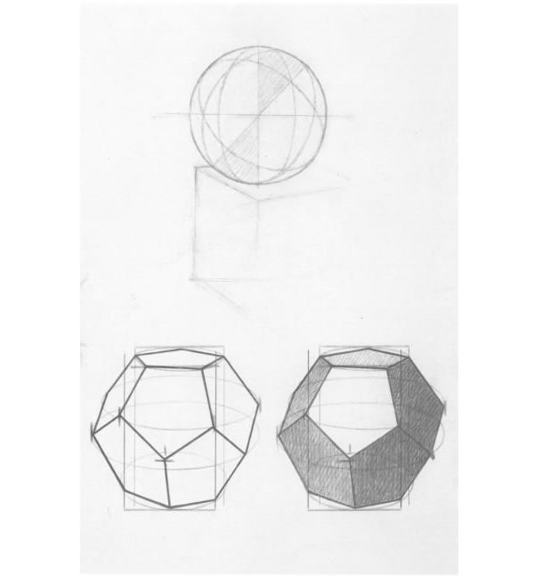 圓球體和十二面球體幾何結(jié)構(gòu)、透視作畫(huà)導(dǎo)析