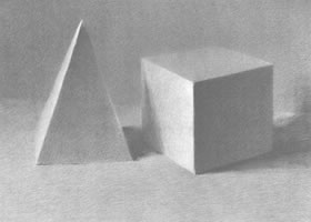 四棱錐體、正方體組合結(jié)構(gòu)作畫步驟