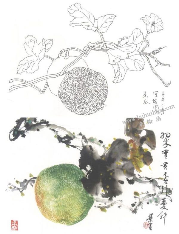 香瓜寫意畫法