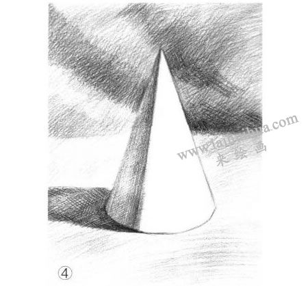 圓錐體素描的明暗畫法步驟圖示04
