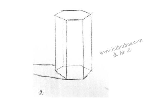 六棱柱體素描明暗的畫法步驟02