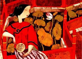胡永凱裝飾畫《池中花》作品