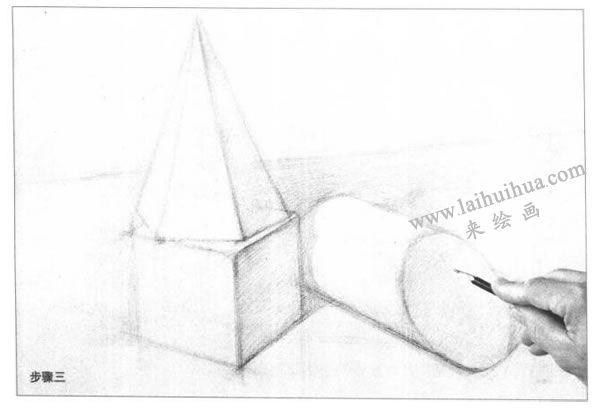 組合幾何體素描以明暗為主的作畫步驟圖示03