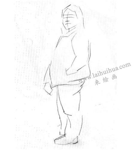 女性站姿速寫作畫步驟02