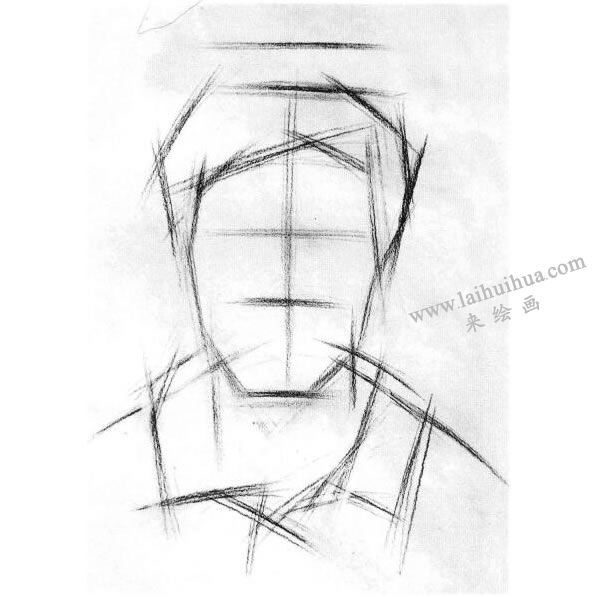 男中年頭像結(jié)構(gòu)素描畫法步驟圖示01