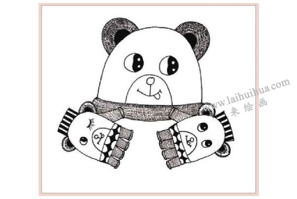 三只熊裝飾畫(huà)作畫(huà)步驟圖示03