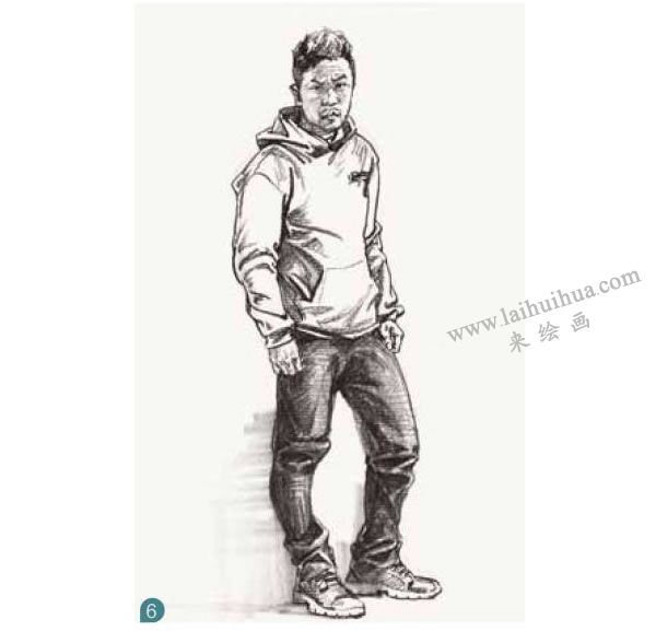 男性青年站姿速寫步驟圖示06