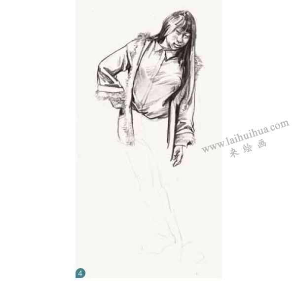 女生站姿速寫步驟圖示04
