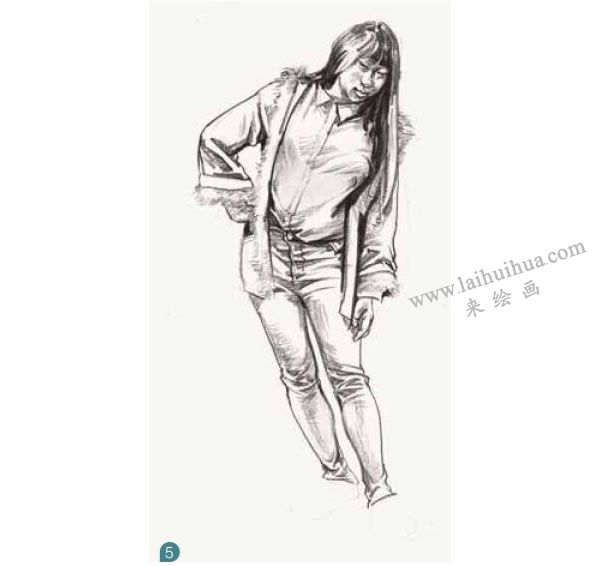 女生站姿速寫步驟圖示05