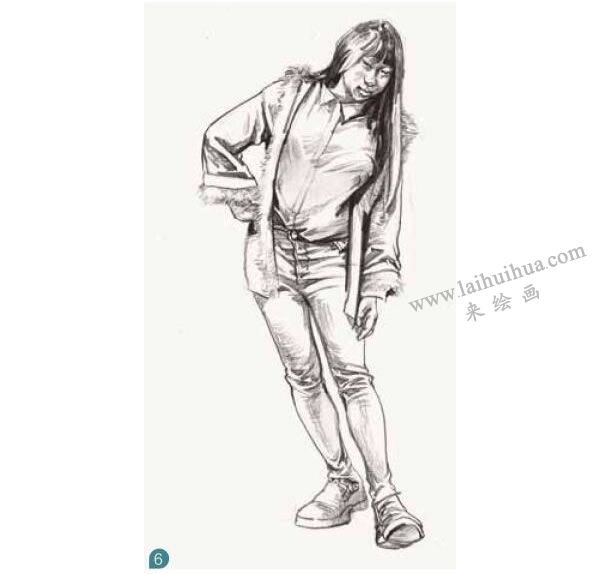 女生站姿速寫步驟圖示06