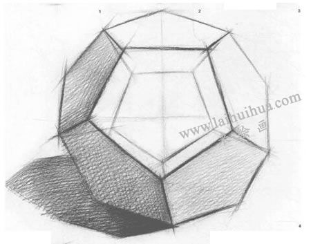 正二十面體結構素描畫法步驟圖示04