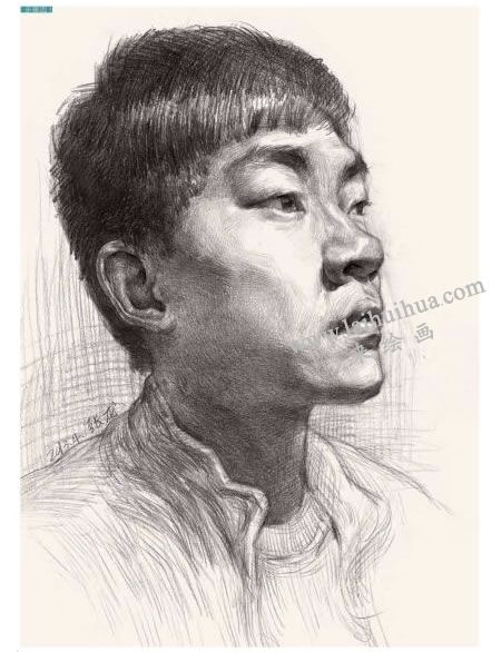 男青年頭像結(jié)構(gòu)素描畫法步驟圖示04