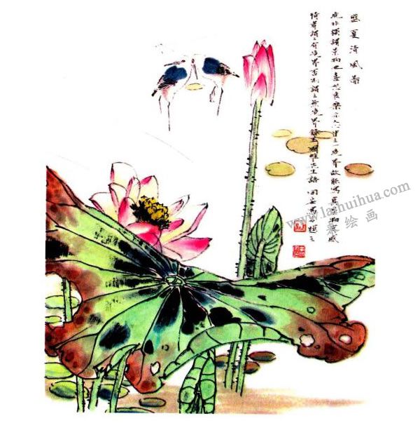 李同安《荷趣圖》小寫意畫法步驟圖示04
