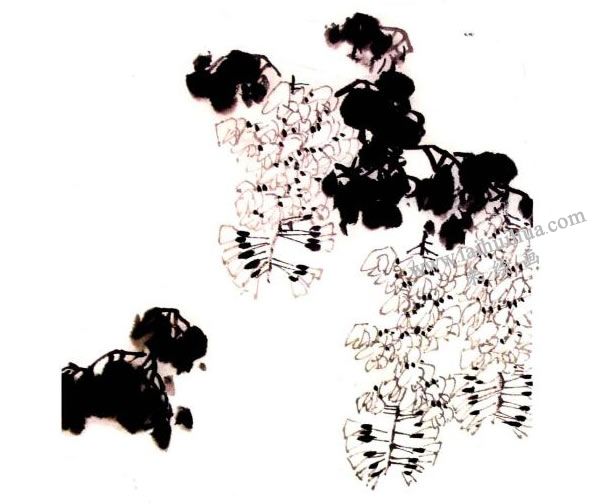 李同安《紫藤》小寫意畫法步驟圖示02