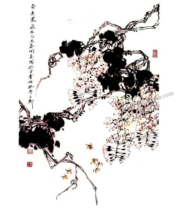 李同安《紫藤》小寫意畫法步驟圖示04