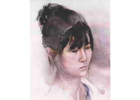 女孩頭像水彩畫法