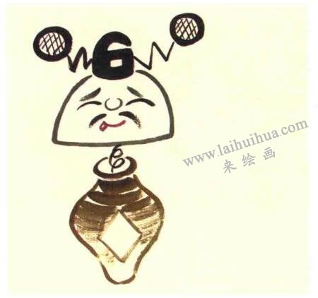 酒鬼兒童水墨畫法步驟圖示03