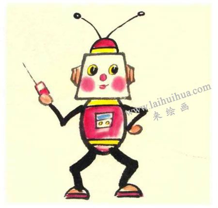 機器人兒童水墨畫法步驟圖示04