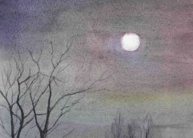 夜晚的天空水彩畫法