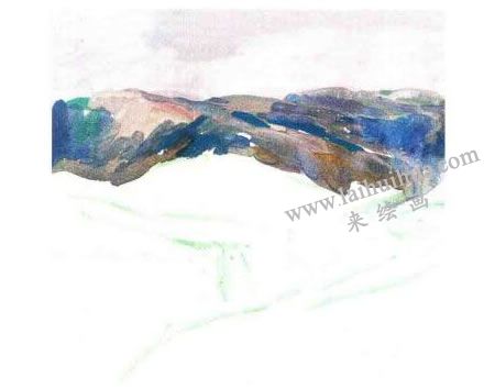 《黃土高原》水粉作畫步驟圖示01